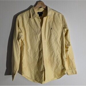 Ralph Lauren Blue Label Yellow Cotton Blue Pony Logo Button Down Shirt Men's 18